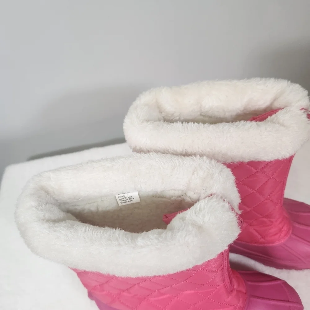 Pink Quilted Kids Snow Boots
